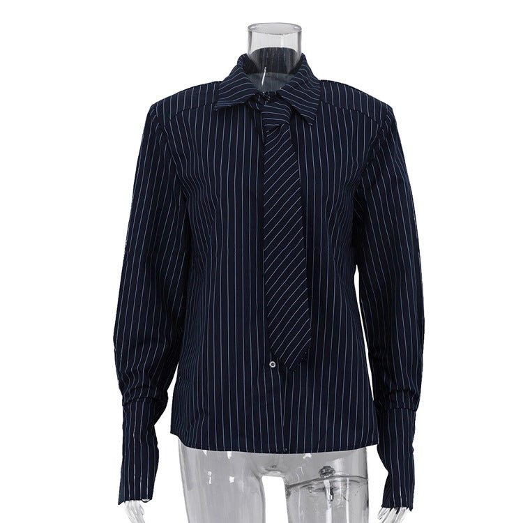 The Executive Pinstripe Tie Shirt - Taydiane
