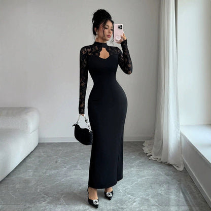 The Midnight Lace Maxi Dress - Taydiane