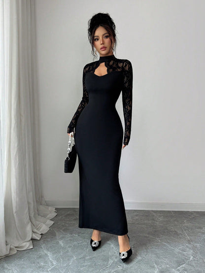 The Midnight Lace Maxi Dress - Taydiane