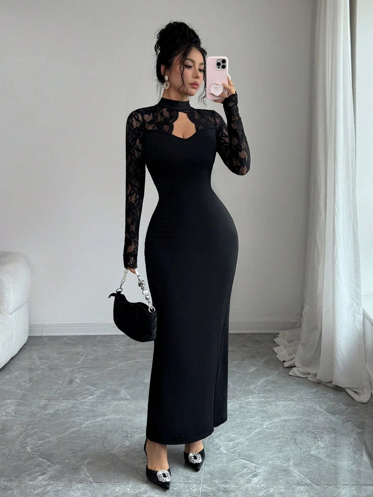 The Midnight Lace Maxi Dress - Taydiane