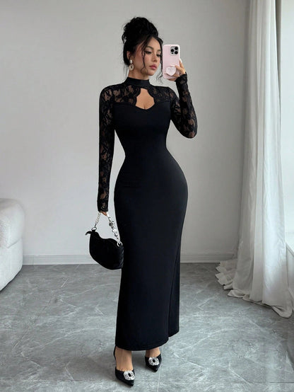 The Midnight Lace Maxi Dress - Taydiane