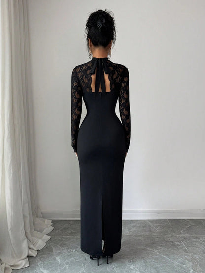 The Midnight Lace Maxi Dress - Taydiane