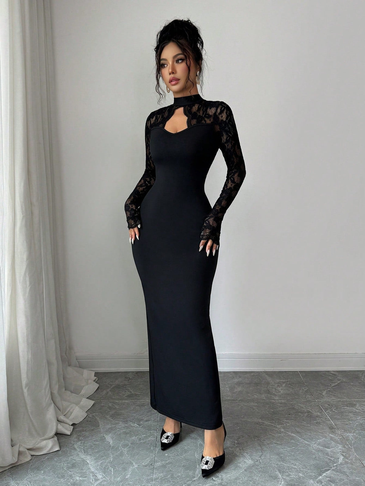 The Midnight Lace Maxi Dress - Taydiane