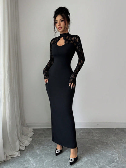 The Midnight Lace Maxi Dress - Taydiane
