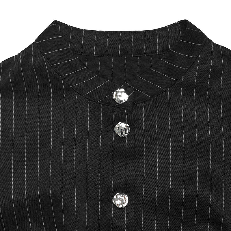 The Polished Pinstripe Peplum Blouse - Taydiane