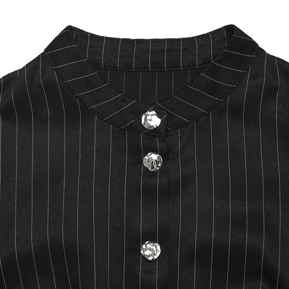 The Polished Pinstripe Peplum Blouse - Taydiane
