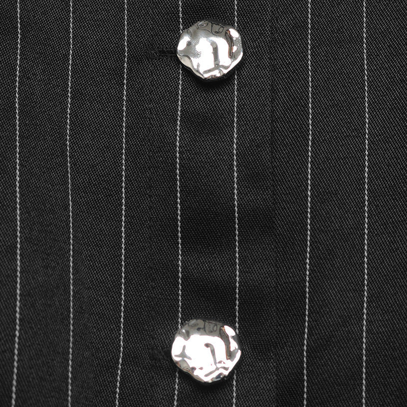 The Polished Pinstripe Peplum Blouse - Taydiane