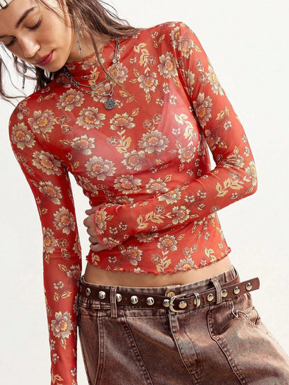 The Vintage Bloom Mesh Top - Taydiane