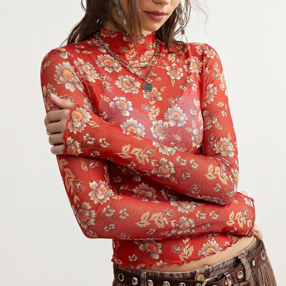 The Vintage Bloom Mesh Top - Taydiane