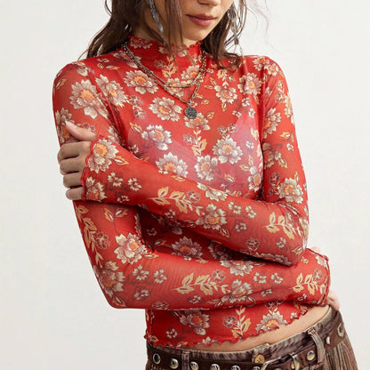 The Vintage Bloom Mesh Top - Taydiane