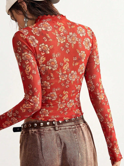 The Vintage Bloom Mesh Top - Taydiane