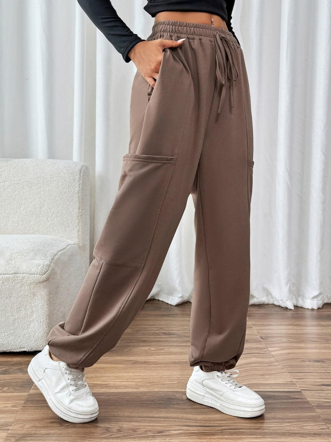 Tied Joggers with Pockets - TayDiane