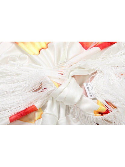 Tropical Fringe Halter Skirt Set - TayDiane