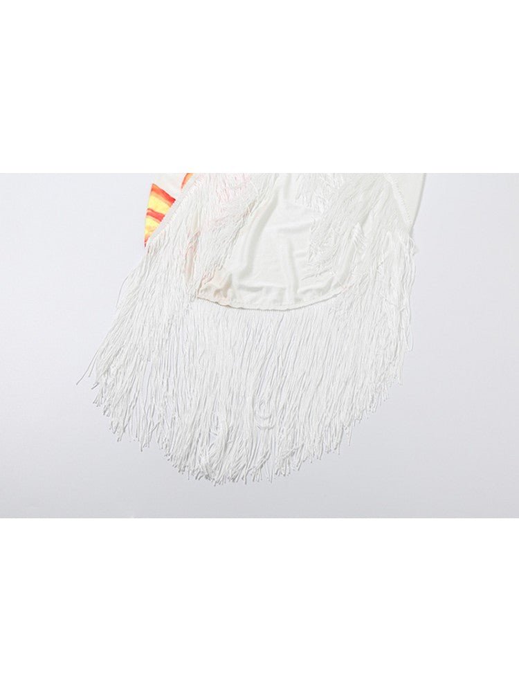 Tropical Fringe Halter Skirt Set - TayDiane