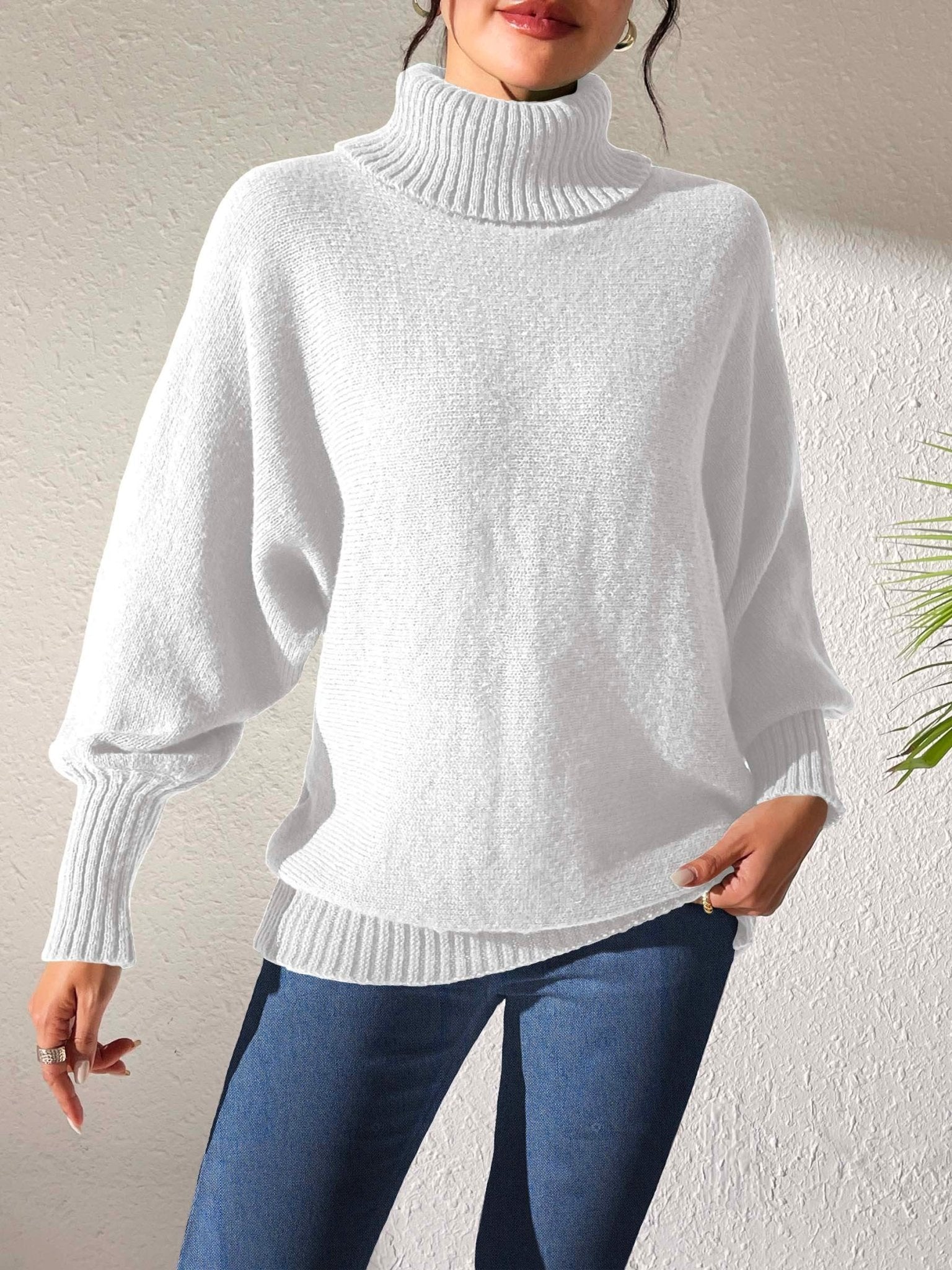 Turtleneck Long Sleeve Sweater - TayDiane