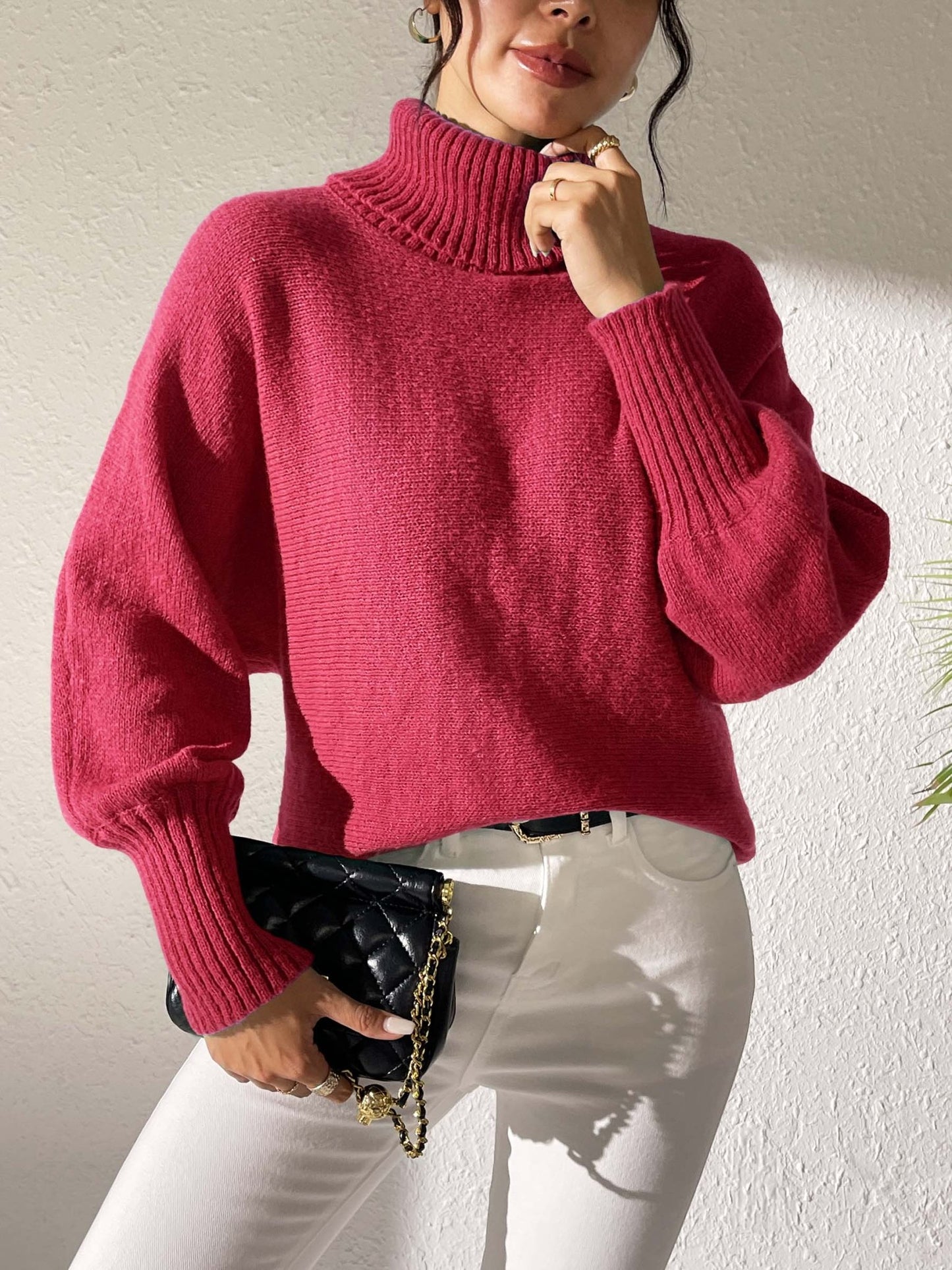 Turtleneck Long Sleeve Sweater - TayDiane