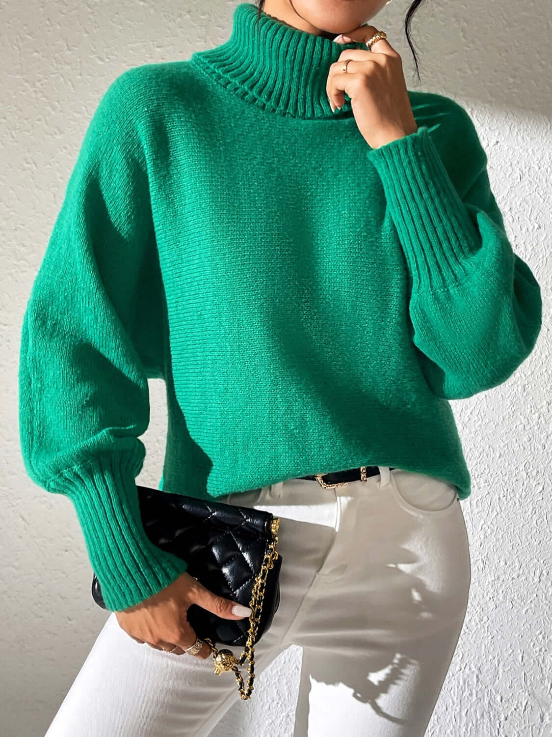 Turtleneck Long Sleeve Sweater - TayDiane