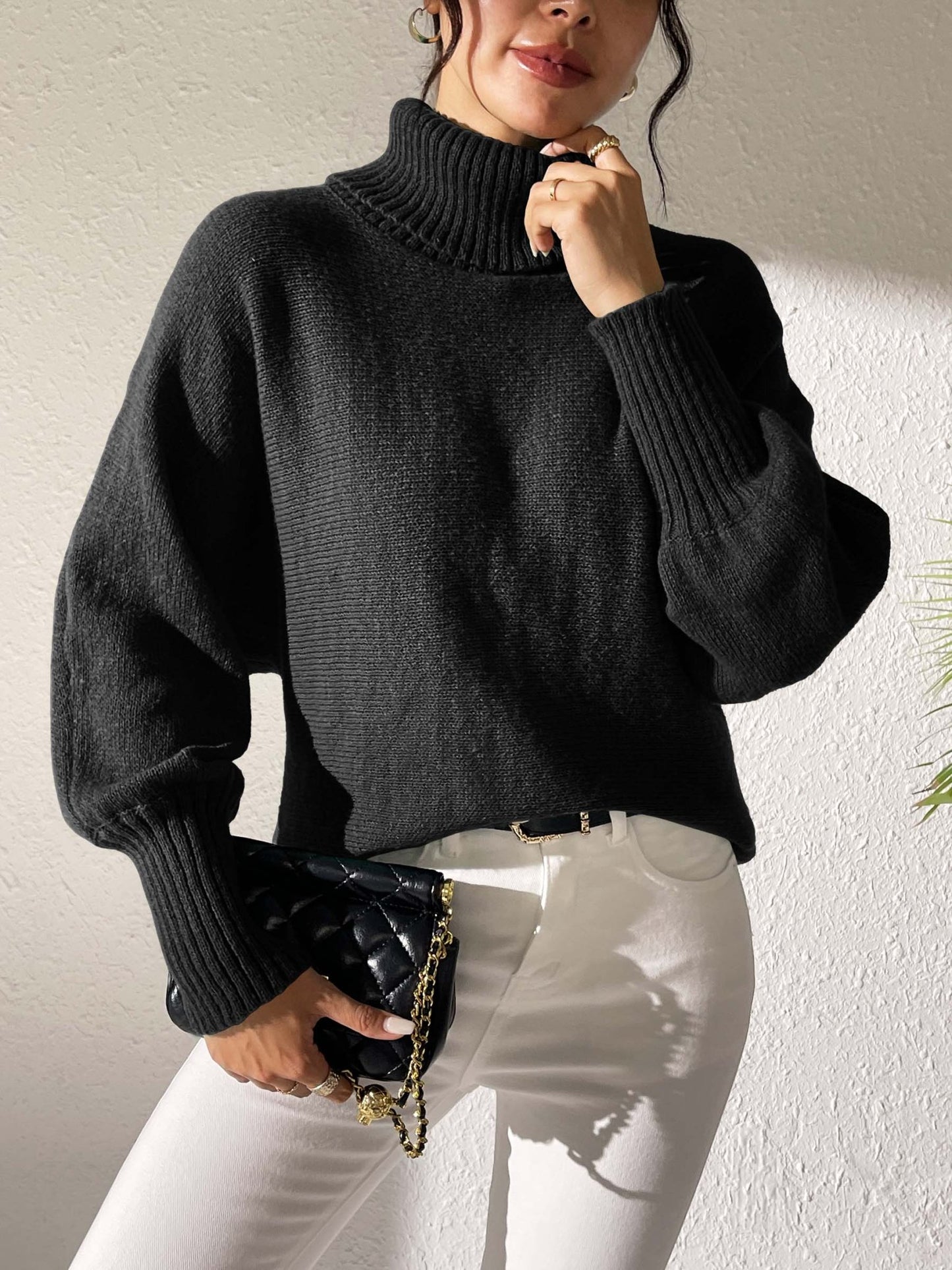 Turtleneck Long Sleeve Sweater - TayDiane