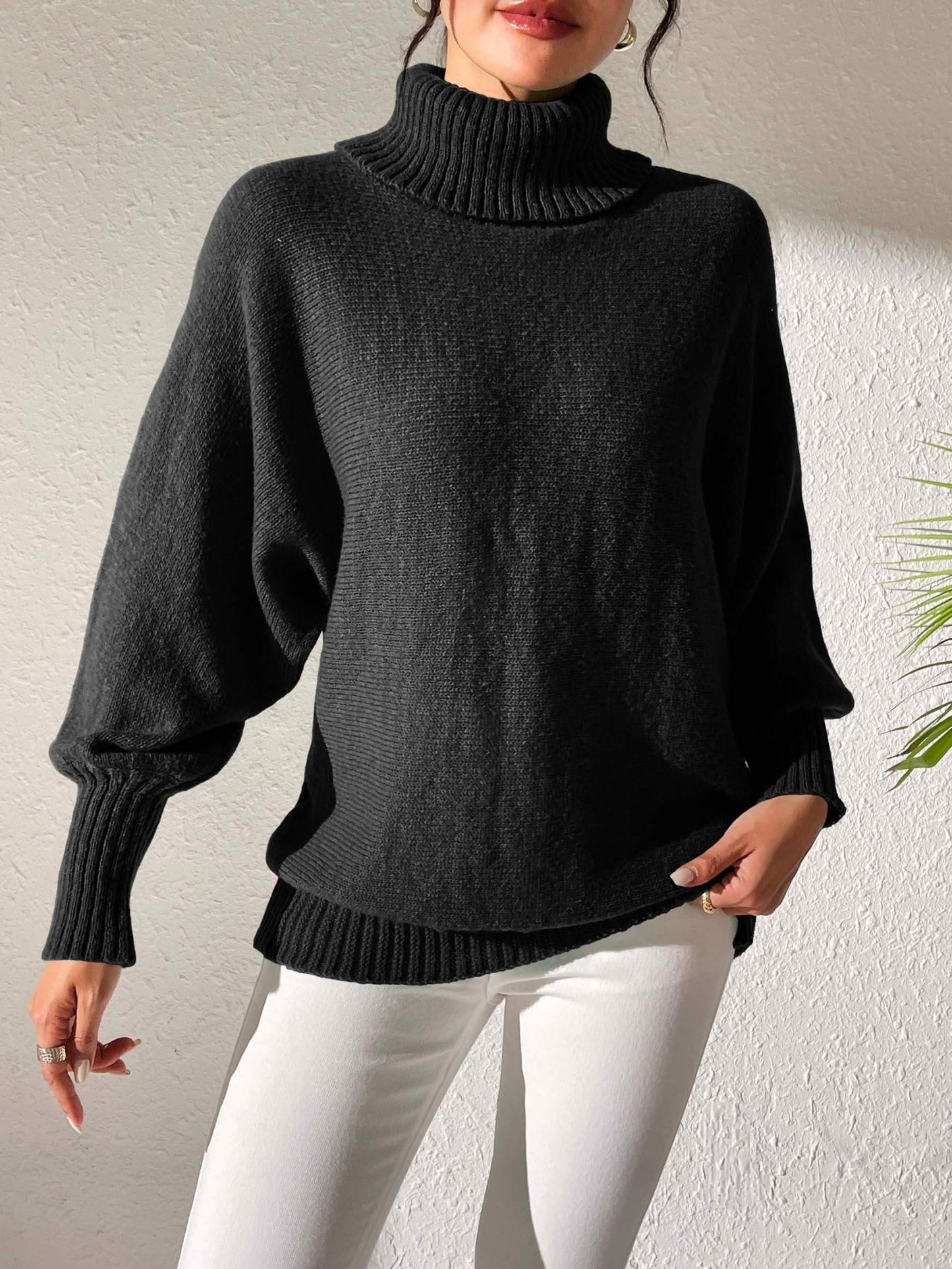 Turtleneck Long Sleeve Sweater - TayDiane