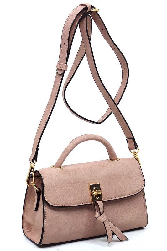 Twist Lock Flap Satchel Crossbody Bag - TayDiane