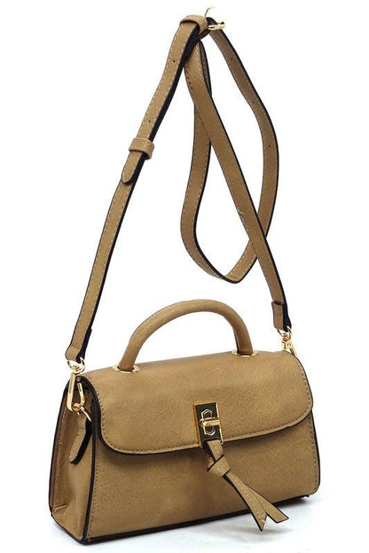 Twist Lock Flap Satchel Crossbody Bag - TayDiane