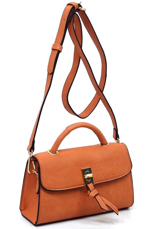 Twist Lock Flap Satchel Crossbody Bag - TayDiane