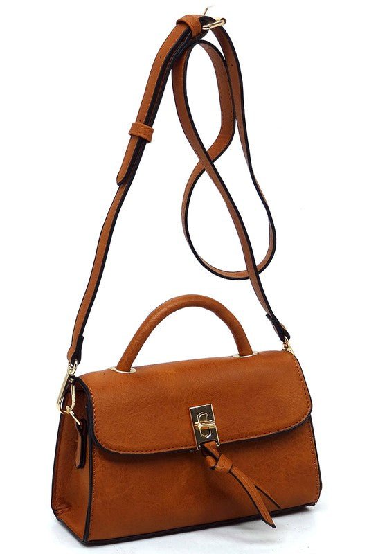 Twist Lock Flap Satchel Crossbody Bag - TayDiane