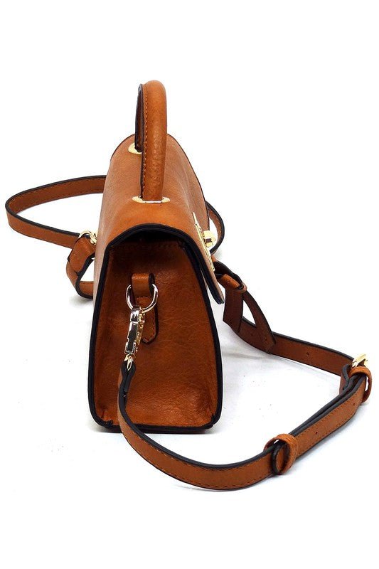 Twist Lock Flap Satchel Crossbody Bag - TayDiane