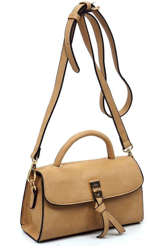 Twist Lock Flap Satchel Crossbody Bag - TayDiane