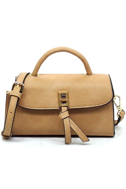 Twist Lock Flap Satchel Crossbody Bag - TayDiane