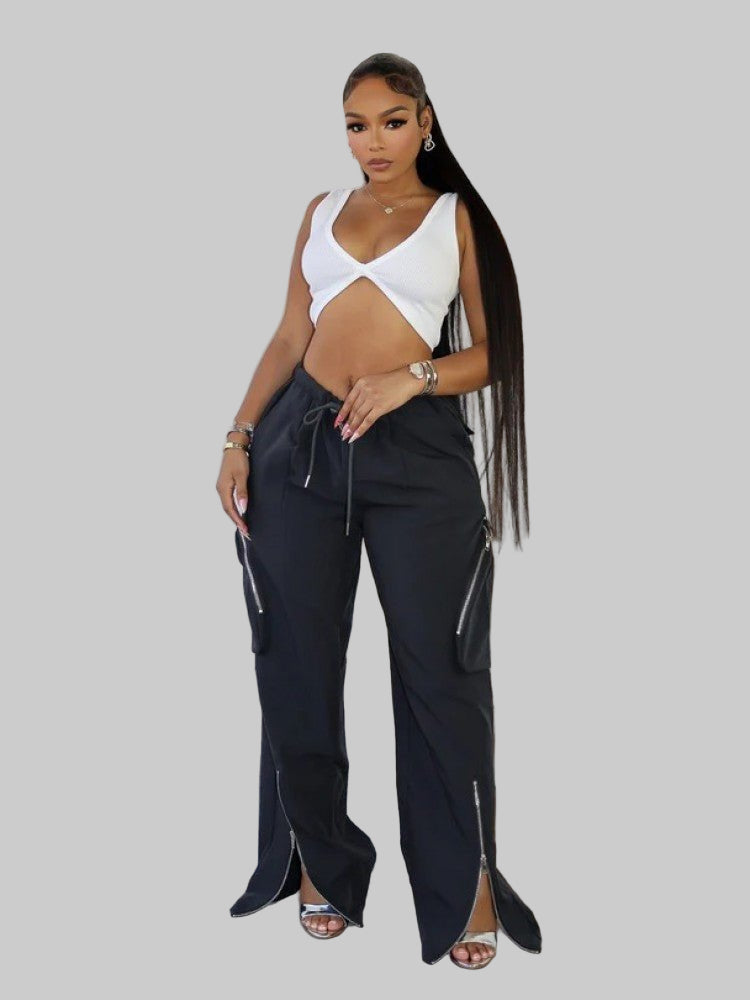 Urban Zip Detail Cargo Pants - TayDiane
