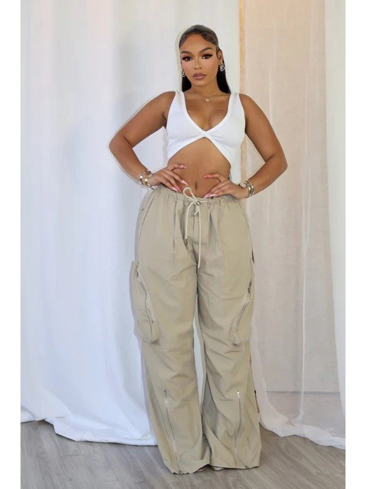 Urban Zip Detail Cargo Pants - TayDiane