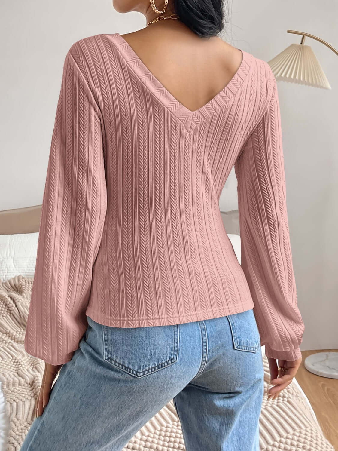 V - Neck Long Sleeve Shirt - TayDiane