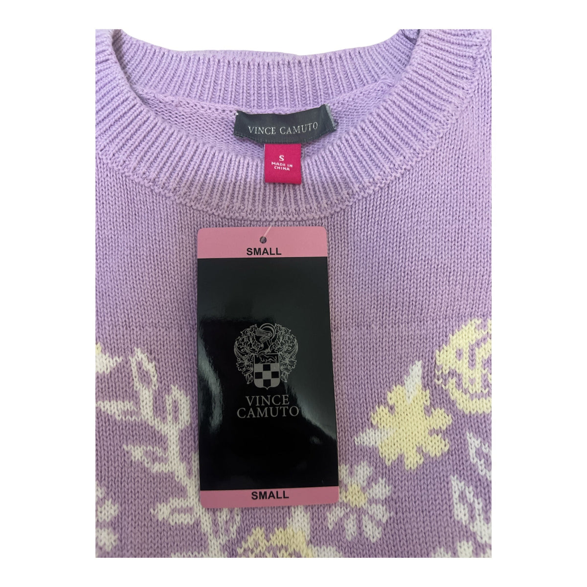 Vince Camuto Lavender Floral Bunny Sweater – Small - Taydiane
