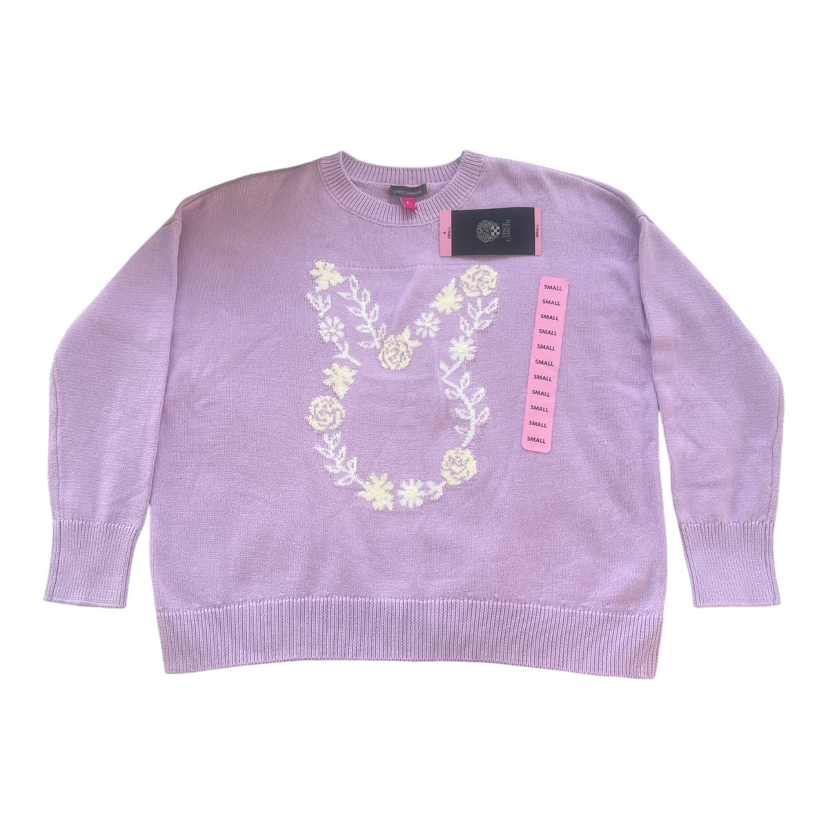 Vince Camuto Lavender Floral Bunny Sweater – Small - Taydiane