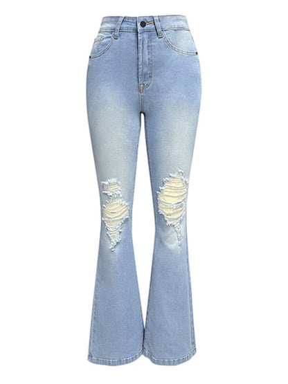 Washed Ripped High - Waist Wide - Leg Jeans - TayDiane