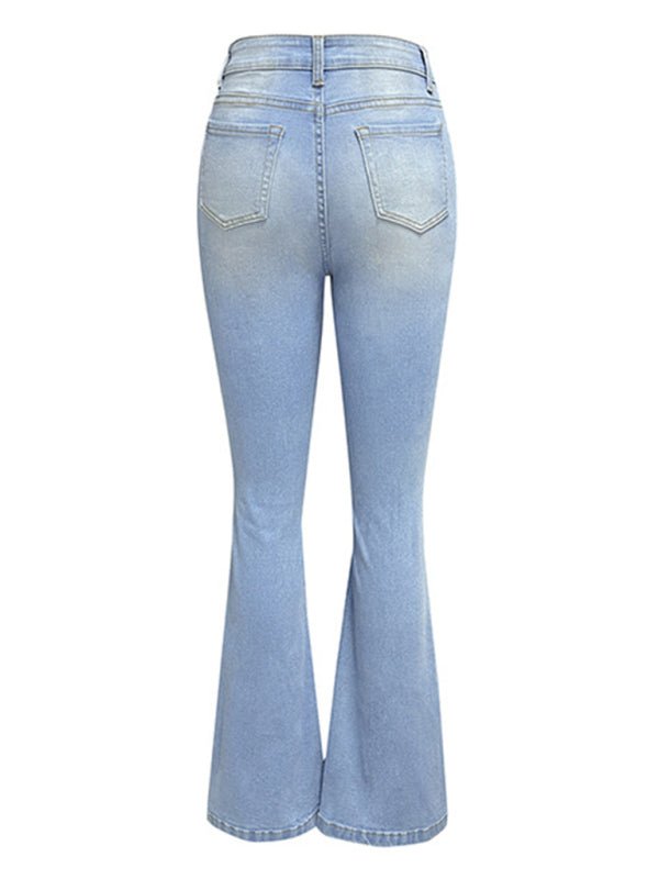 Washed Ripped High - Waist Wide - Leg Jeans - TayDiane