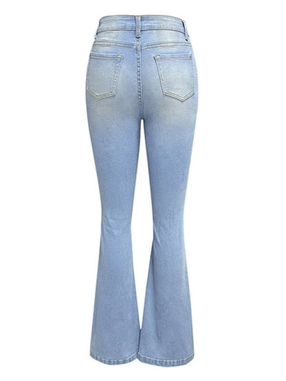 Washed Ripped High - Waist Wide - Leg Jeans - TayDiane