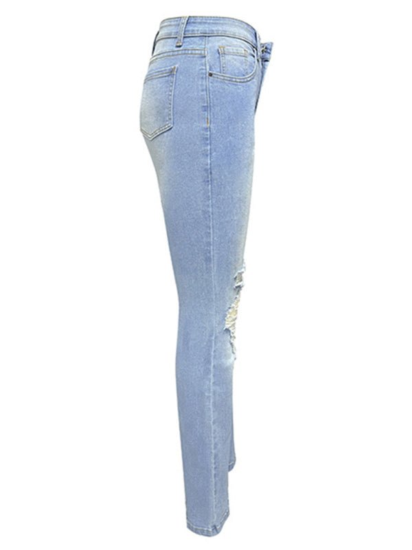 Washed Ripped High - Waist Wide - Leg Jeans - TayDiane