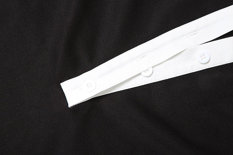 White Collar Button - Up Black Shirt Dress - TayDiane