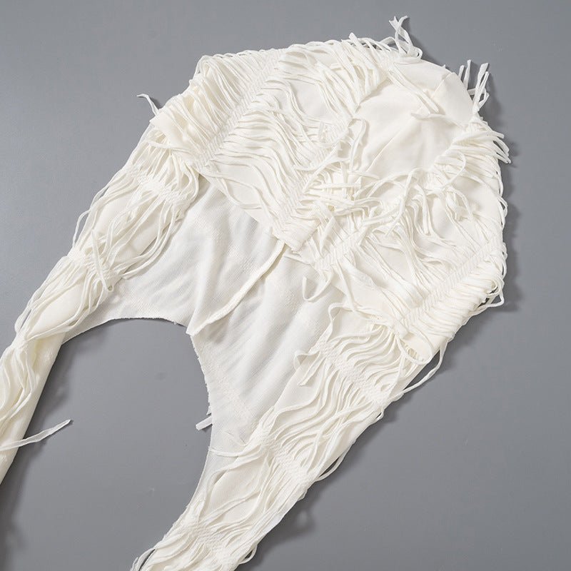 White Crochet Hooded Mini Dress Cover - Up - Taydiane