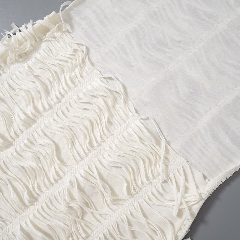 White Crochet Hooded Mini Dress Cover - Up - Taydiane