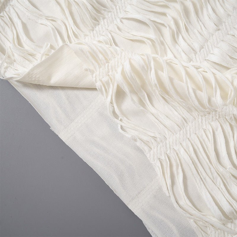 White Crochet Hooded Mini Dress Cover - Up - Taydiane