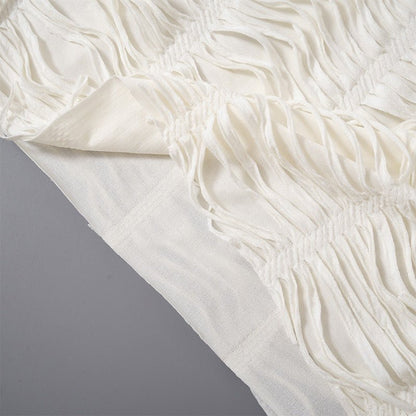 White Crochet Hooded Mini Dress Cover - Up - Taydiane