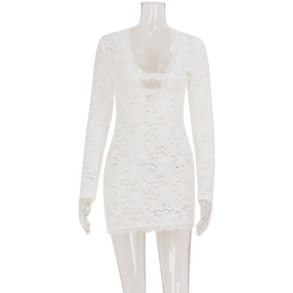 White Lace Bodycon Mini Dress - TayDiane