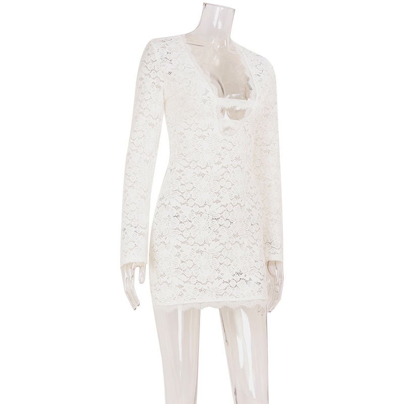 White Lace Bodycon Mini Dress - TayDiane