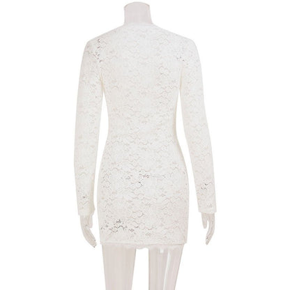White Lace Bodycon Mini Dress - TayDiane