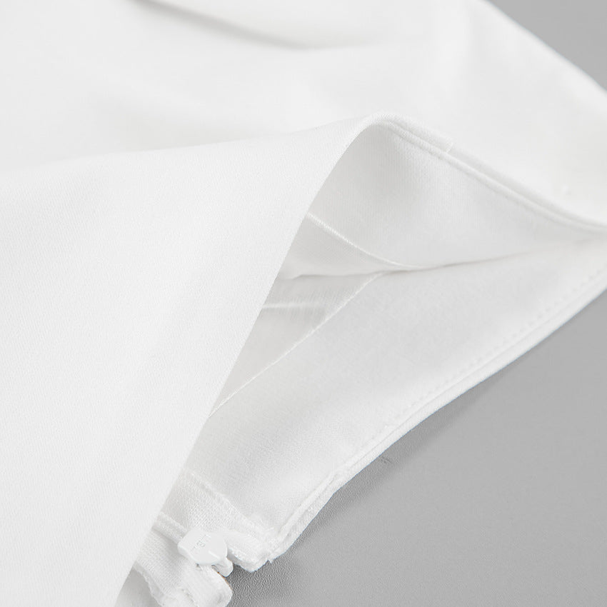White Slim Fit Fishtail Skirt - TayDiane