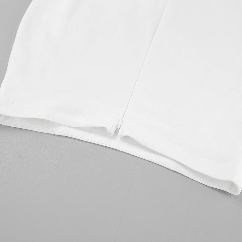 White Slim Fit Fishtail Skirt - TayDiane