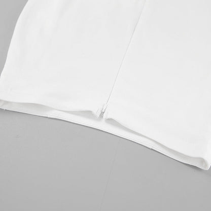 White Slim Fit Fishtail Skirt - TayDiane